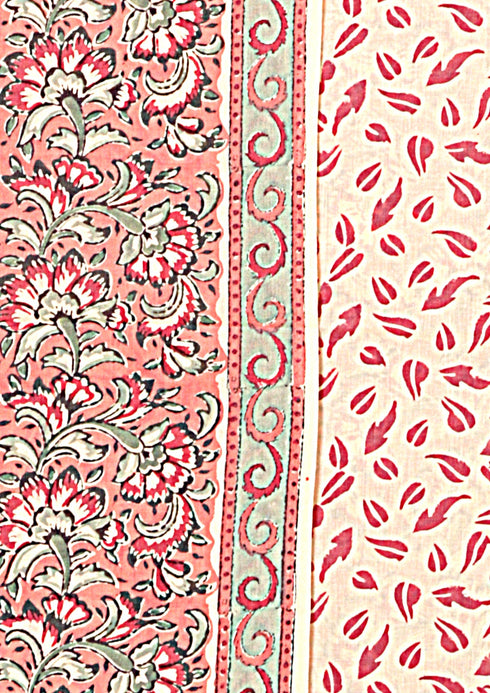 Terry Voile Dress Material with Kota Dupatta In Floral Block Print