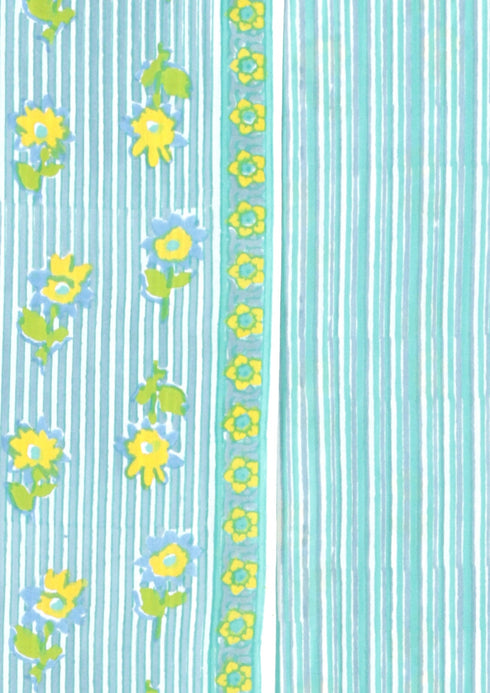 Cambric Cotton Dress Material With Kota Dupatta in Block Print