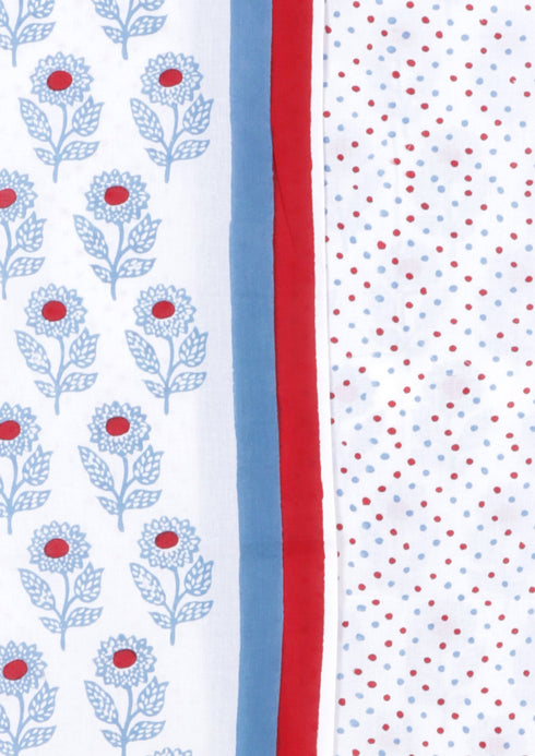 Cambric Cotton Dress Material With Kota Dupatta In Floral Block Print