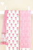 Stripe Cambric Cotton Dress Material With Kota Dupatta In Floral Block Print