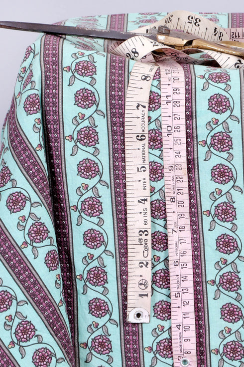 Cambric Cotton In Striped Floral Print