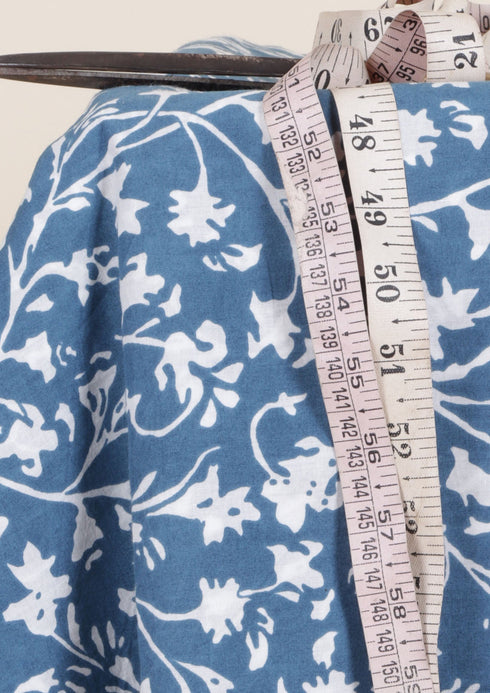 Cambric Cotton In Floral Block Print