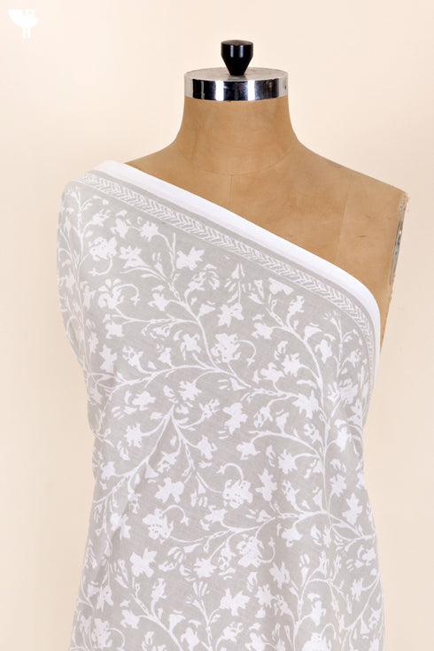Cambric Cotton In Floral Block Print
