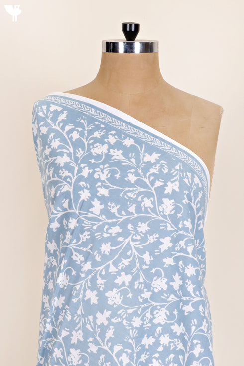 Cambric Cotton In Floral Block Print