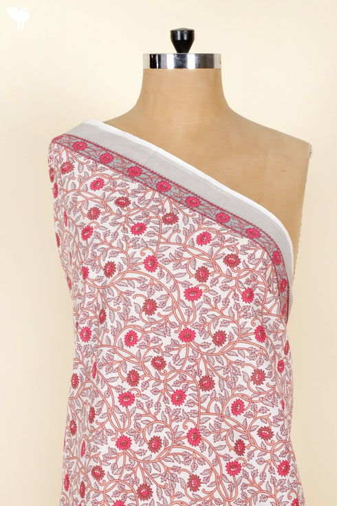 Pink & Peach Cambric Cotton Fabric | Yardage