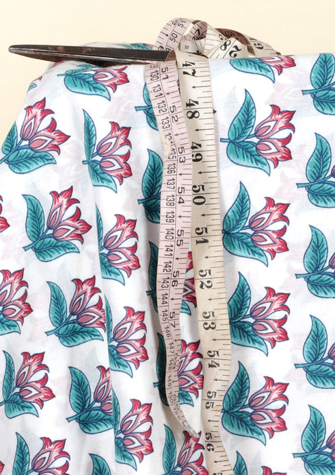 Floral Butti Design in Cambric Cotton Fabric | Yardage
