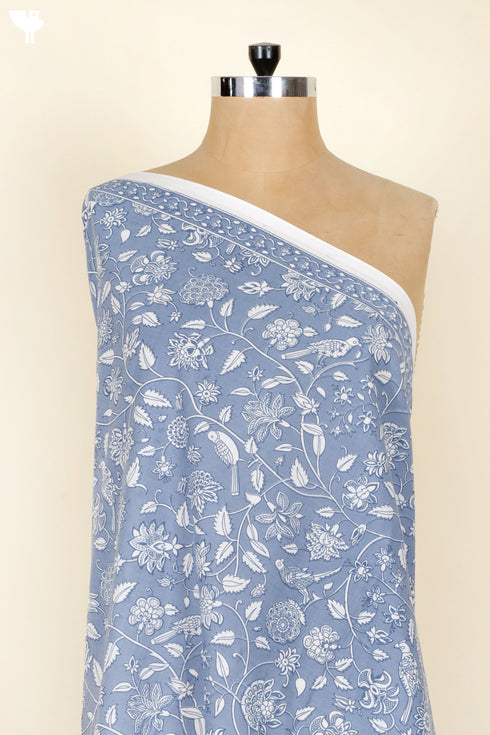 Dusty Blue Cambric Cotton Fabric | Yardage