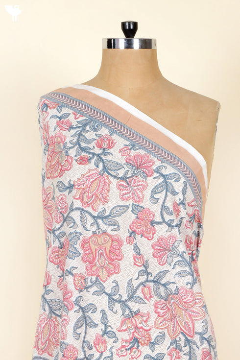 Large Floral Jaal in Cambric Cotton Fabric | Yardage