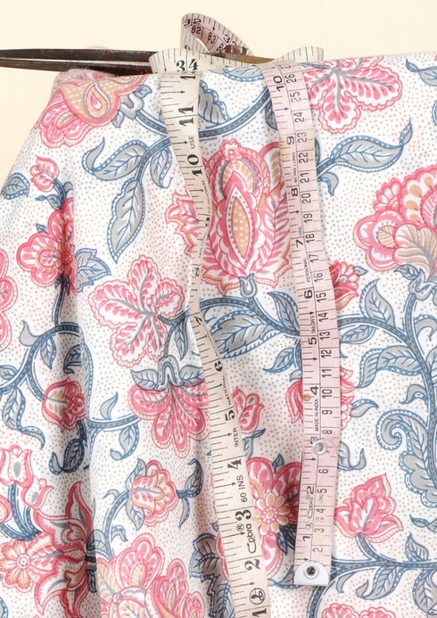 Large Floral Jaal in Cambric Cotton Fabric | Yardage