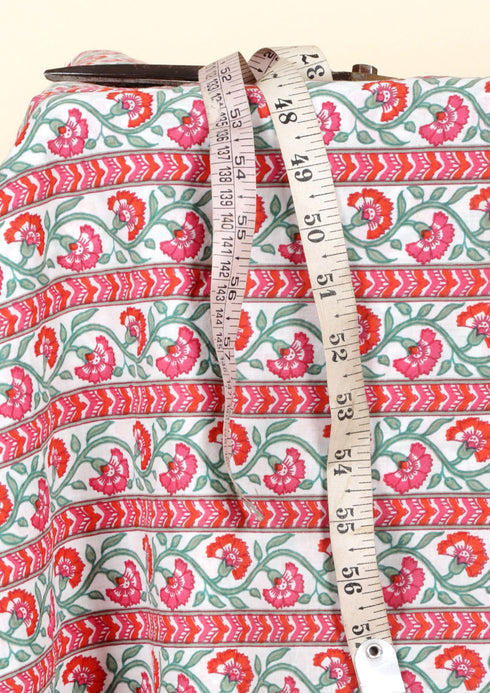 Hot Pink & Orange Cambric Cotton Fabric | Yardage