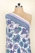 Cambric Cotton White Lavender Floral Print Fabric