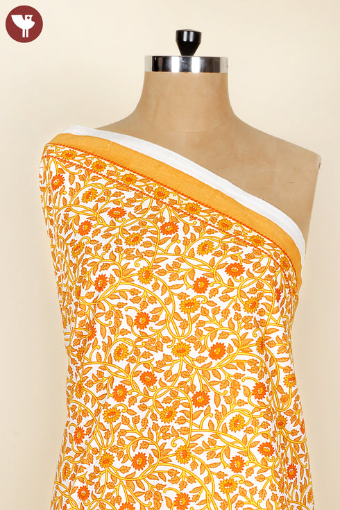 Cambric Cotton White Yellow Floral Fabric