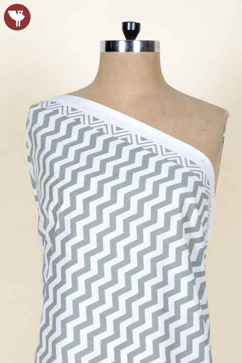 Cambric Cotton Grey Chevron Fabric