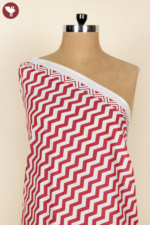 Cambric Cotton Red Chevron Fabric