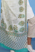 Mul Mul Cotton Wrap In Minty Green And Gold Block Print