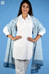 Mul Mul Cotton Wrap In Steel Blue Graphic Block Print