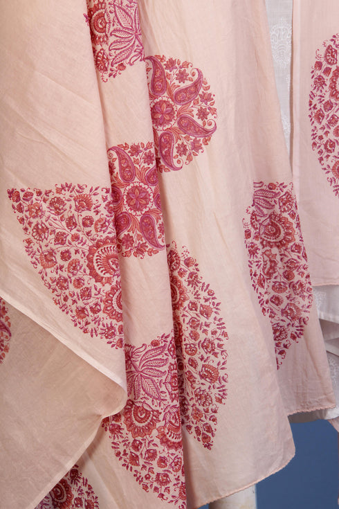 Mul Mul Cotton Wrap in Decorative Pink Block Prints