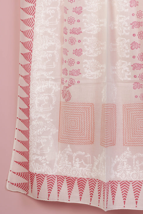 Mulmul Cotton Wrap In Graphic Block Print