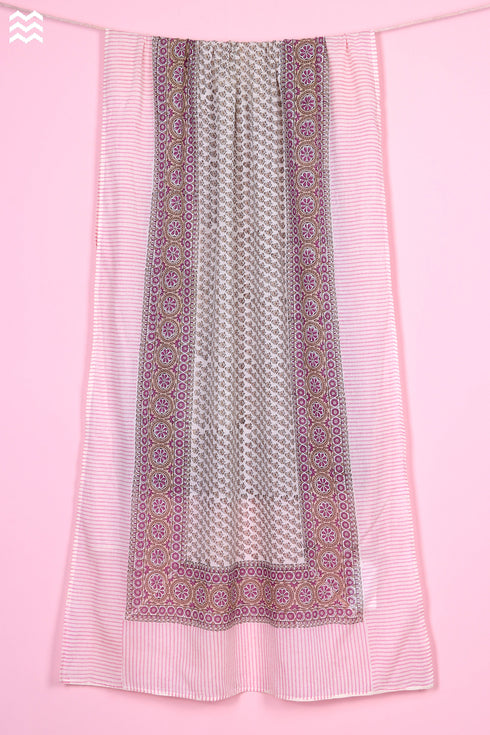 Mulmul Cotton Wrap In Floral Block Print