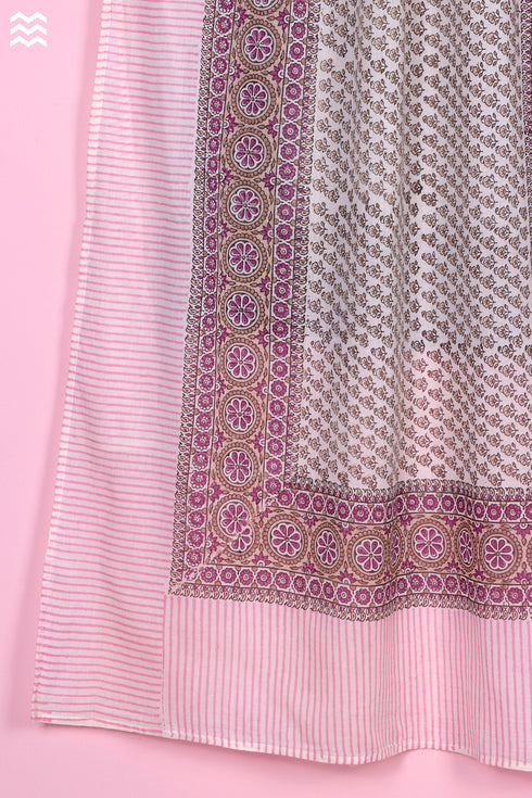 Mulmul Cotton Wrap In Floral Block Print