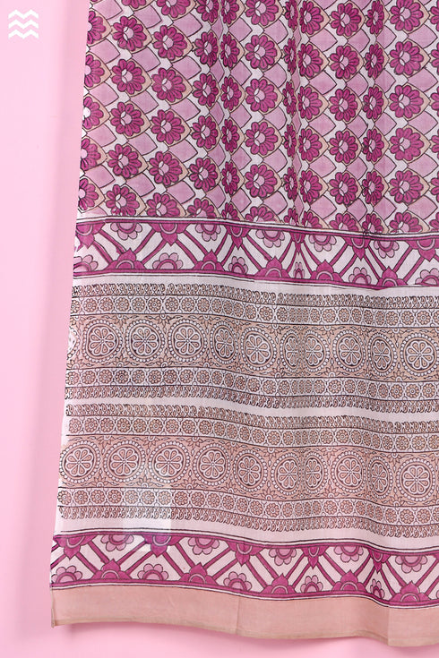 Mulmul Cotton Wrap In Floral Block Print