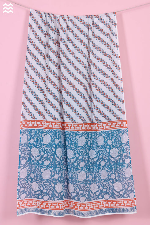 Mulmul Cotton Wrap In Floral Block Print