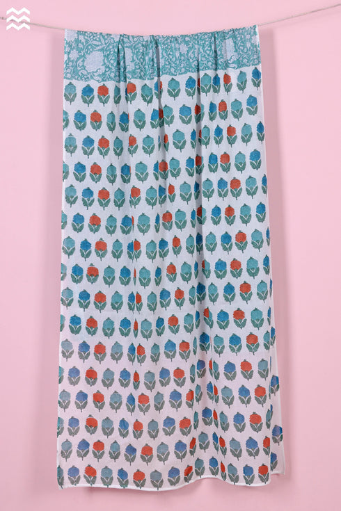 Mulmul Cotton Wrap In Floral Block Print
