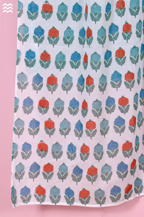 Mulmul Cotton Wrap In Floral Block Print