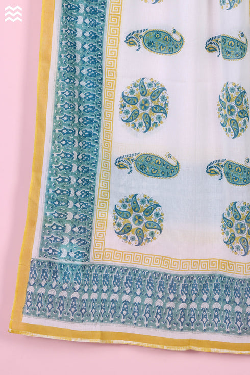 Mulmul Cotton Wrap In Assorted Block Print