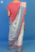 Mulmul Cotton Saree With Fall In Graphic Block Print