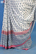 Mulmul Cotton Saree With Fall In Graphic Block Print