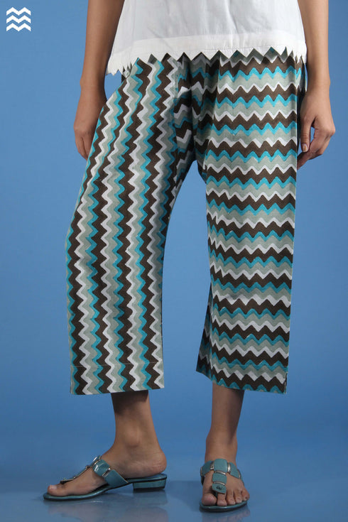 Khaadi Cotton Block Printed Zig Zag Pant