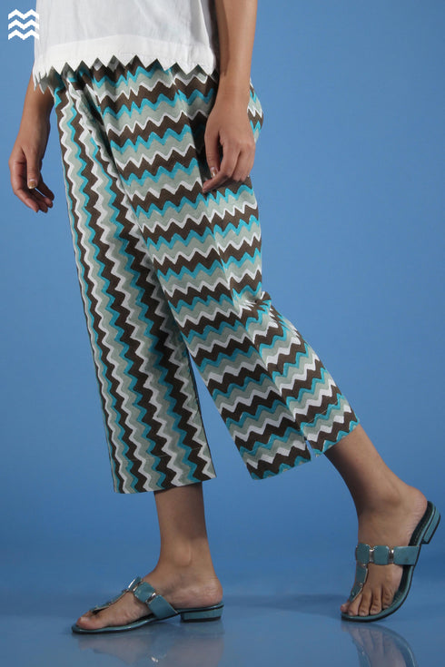 Khaadi Cotton Block Printed Zig Zag Pant