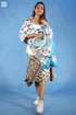 Mul Mul Cotton Wrap In Teal And Blueberry Block Print