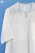 Slub Cotton Peter Pan Frilled Top In Ivory White Block Print