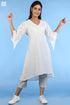 Slub Cotton Jules Dress In White Block Print