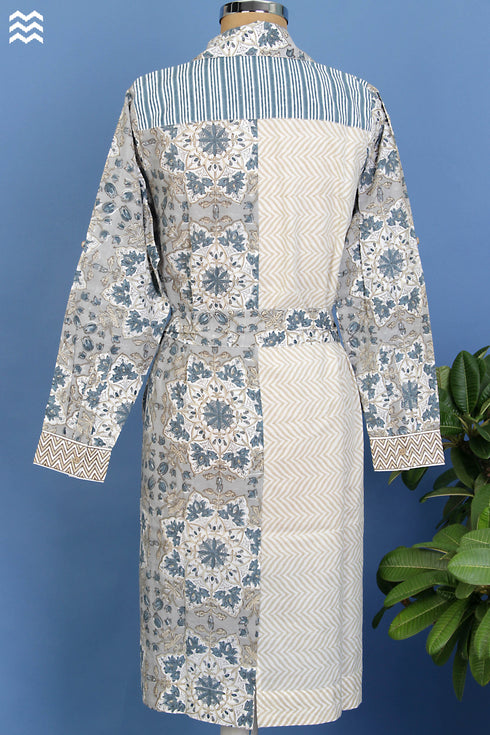 Cambric Cotton Doctorwallah Dress In Graphic Block Print