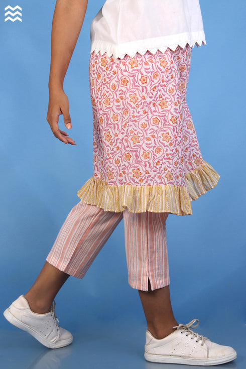 Khaadi Cotton Jordan Pant Skirt In Floral Block Print