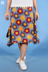 20s Cotton Oliver Skirt In Orange, Wine And Steel Blue Graphic Block Print