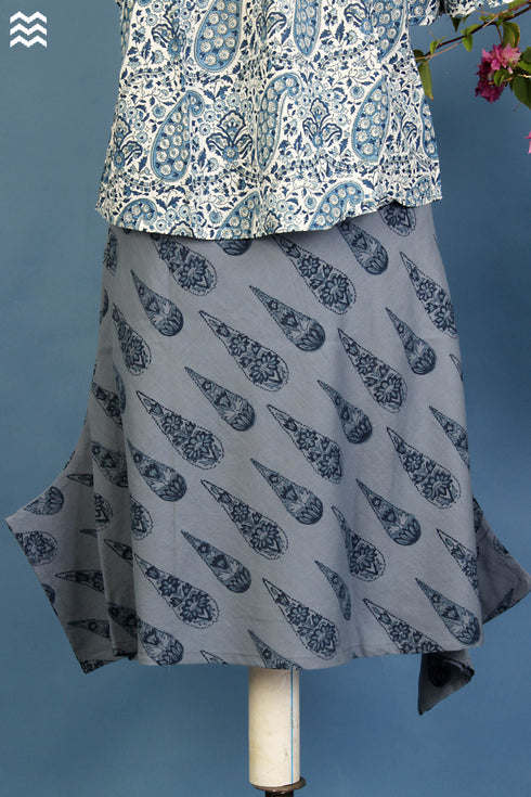 Khaadi Cotton Skirt in Teardrop Hand Block Print