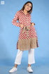 Slub Cotton Doctorwalla Dress In Beige And Wine Graphic Block Print