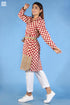 Slub Cotton Doctorwalla Dress In Beige And Wine Graphic Block Print