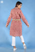Slub Cotton Doctorwalla Dress In Beige And Wine Graphic Block Print