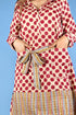 Slub Cotton Doctorwalla Dress In Beige And Wine Graphic Block Print