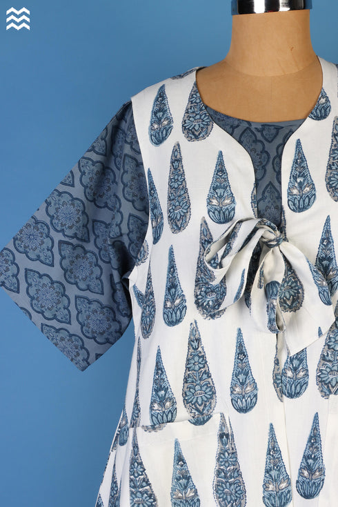 Khaadi Cotton Sleeveless Oliver Jacket In Graphic Block Print
