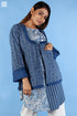 Khaadi Cotton Full Sleeved Jacket In Indigo Blue Floral Block Print