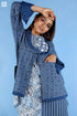 Khaadi Cotton Full Sleeved Jacket In Indigo Blue Floral Block Print