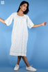 Mul Mul Cotton Pomegranate Dress In Graphic Block Print