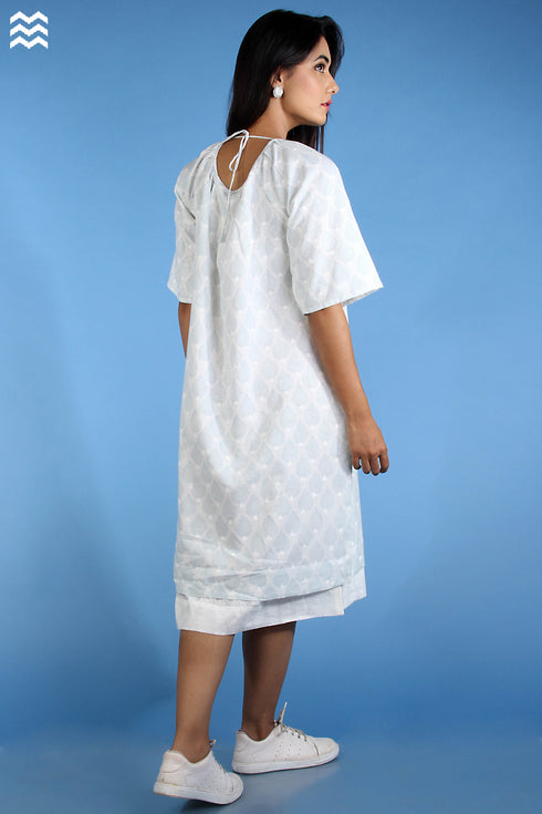 Mul Mul Cotton Pomegranate Dress In Graphic Block Print
