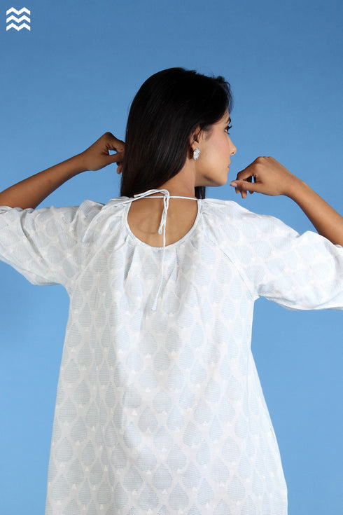 Mul Mul Cotton Pomegranate Dress In Graphic Block Print